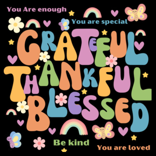 Grateful Thankful Blessed Kids Crewneck Design