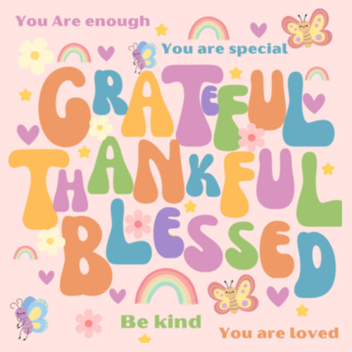 Grateful Thankful Blessed Kids Tee Design