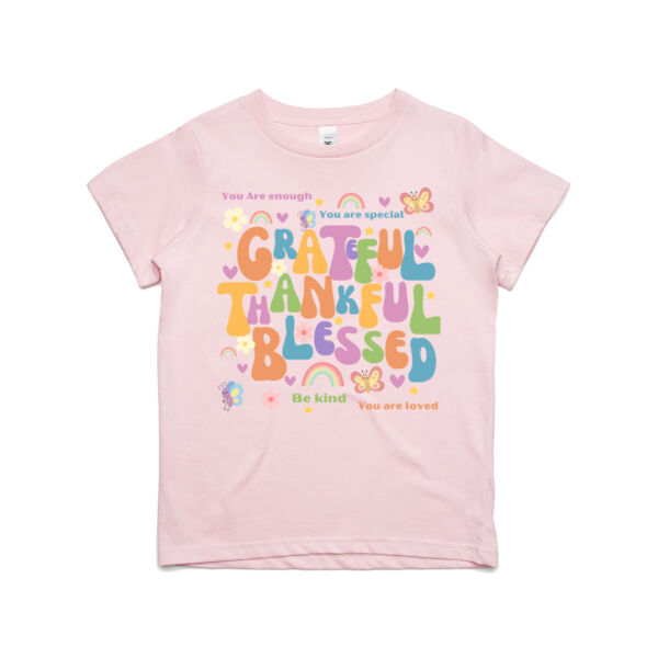 Grateful Thankful Blessed Kids Tee Thumbnail